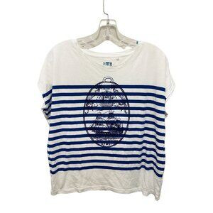 UT ThomasPaul Maritime Tee White Blue T-Shirt Tunic Sailboat Size Med